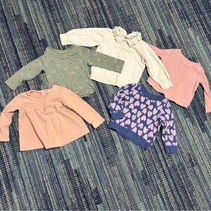 Bundle of 5 Baby Girl Tops - Nordstrom, H&M, GAP, Cat & Jack - 12 month